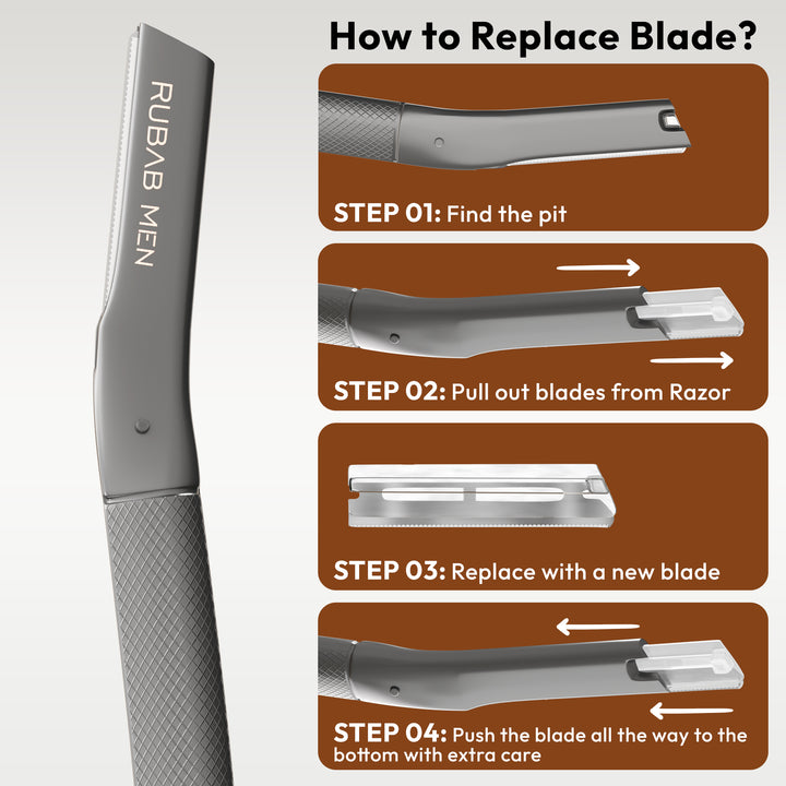Premium Metal Pro Facial Razor with Travel Case & 06 Replaceable Blades
