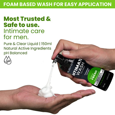 Intimate Foam Wash for Men|150ml| Prevents Itching, Irritation & Bad Odour | pH Balanced with Goodness of Sea Buckthorn & Tea Tree Extracts for Anti-Fungal & Healing Benefits