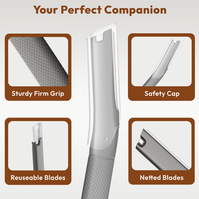 Premium Metal Pro Facial Razor with Travel Case & 06 Replaceable Blades