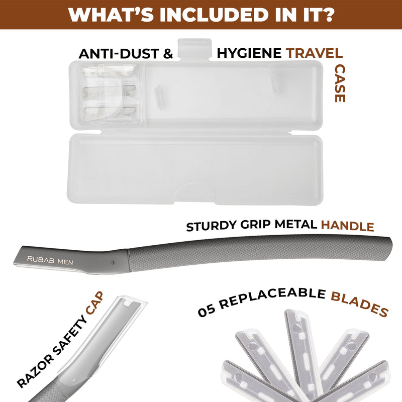 Premium Metal Pro Facial Razor with Travel Case & 06 Replaceable Blades