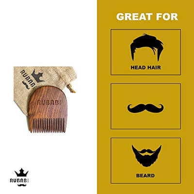 Nylon Bristle Beard Brush & Wooden Beard Comb Kit of 2 for Daily Care| RUBAB MEN