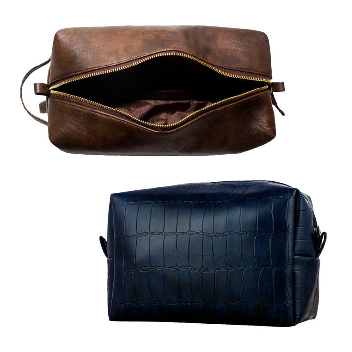 Toiletry Kit Bag – Pack of 2 for Him & Her (Navy & Tan)