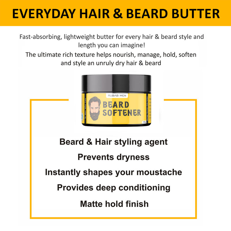 Beard Softener Butter for Men | Enriched with Shea, Avocado Oil, Olive & Aloe Extract | 40g