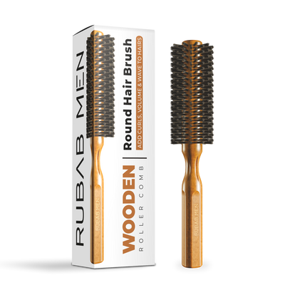 Natural Bristle Round Hair Brush Roller Comb For Men & Women| Well Blanced Wooden Handle & Superior Brisles for Hairstyling, Blow Dry, Add Volume, Curling or Straightening of Hairs of All Lengths