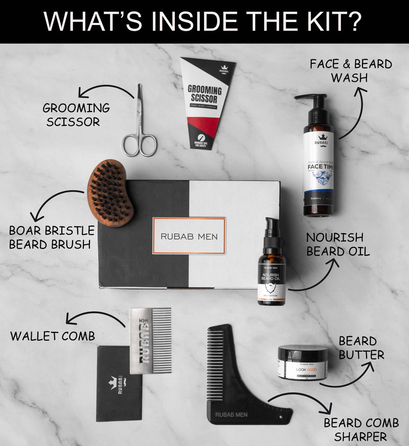 Ultimate 7-in-1 Complete Beard Grooming Gift Kit for Men| Luxury Daily Beard Care