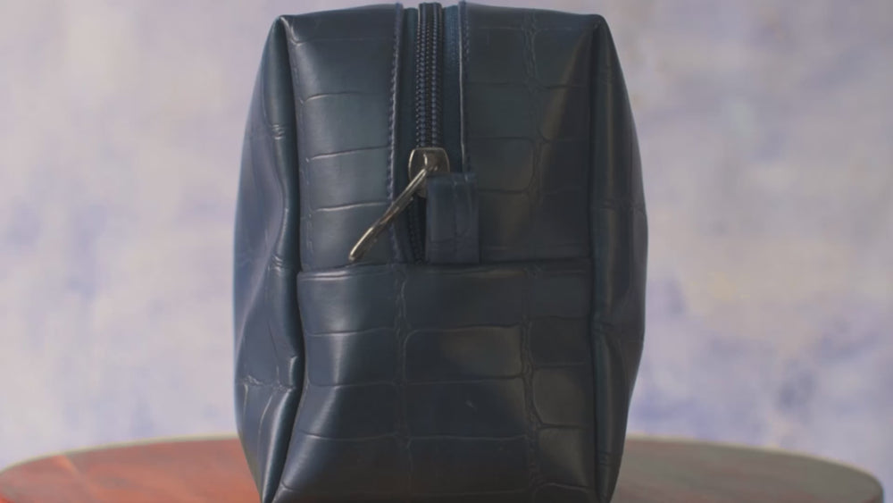 Toiletry Kit Bag for Men. Spacious Alligator Navy Shade Pouch