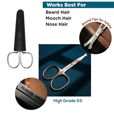 Round Tip Safety Nasal Scissor for nose hairs, beard, Mustache and Eyebrows for Men