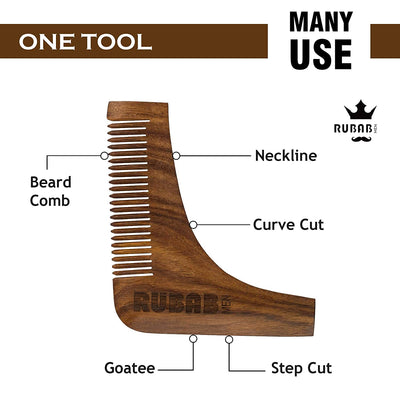 Wooden Beard Shaper Tool for Men. Easy Home Use for Perfect Beard & Neck Line