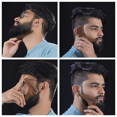 Wooden L-Shaped Beard Shaper for Men| Easy Home Use for Perfect Beard & Neck Line