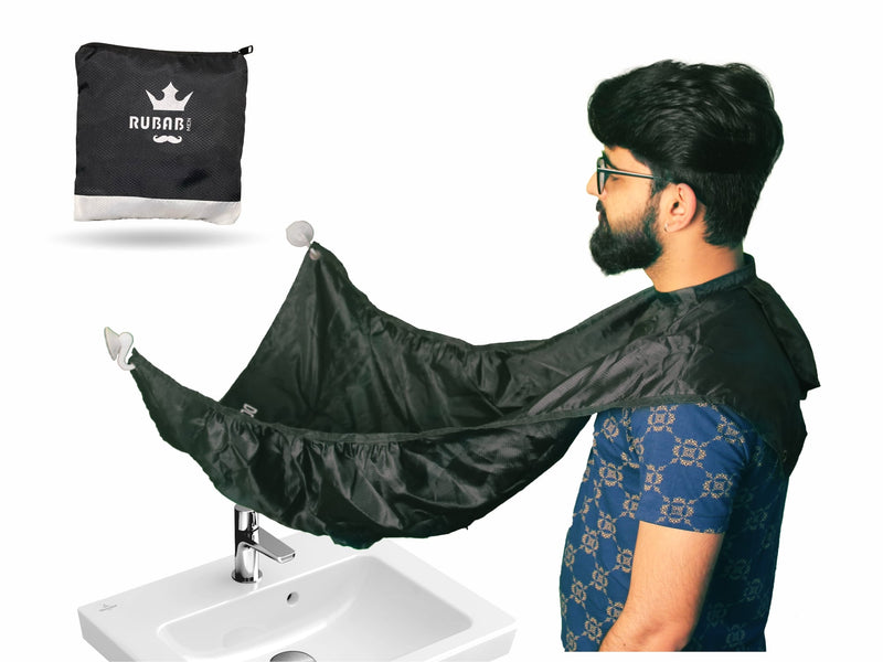 Beard Bib Trimming Apron for Men| Includes 3 Suction Hooks| Hand-Stitched in India