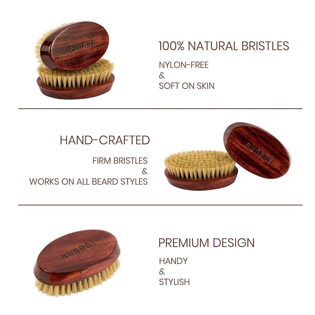 100% Natural Bristles Premium Beard Brush