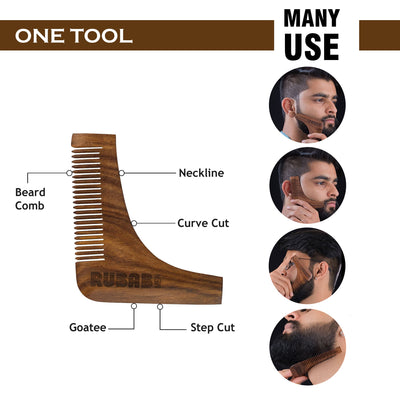 Premium Beard Grooming Kit of Beard Brush, Shaper & Comb for Men| RUBAB MEN
