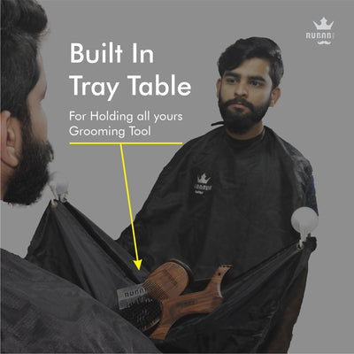 Beard Bib Trimming Apron for Men| Includes 3 Suction Hooks| Hand-Stitched in India