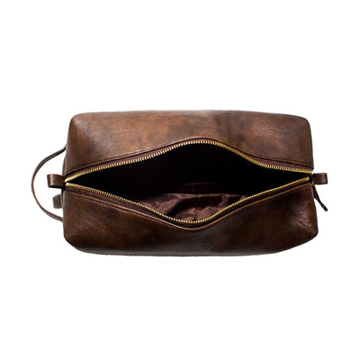 Vegan Leather Toiletry Kit Bag made of Premium Tan Shade Material which is Spacious & Durable Pouch