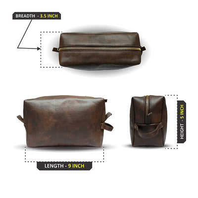 Vegan Leather Toiletry Bag for Men| Premium Tan Shade Spacious Pouch| RUBAB MEN