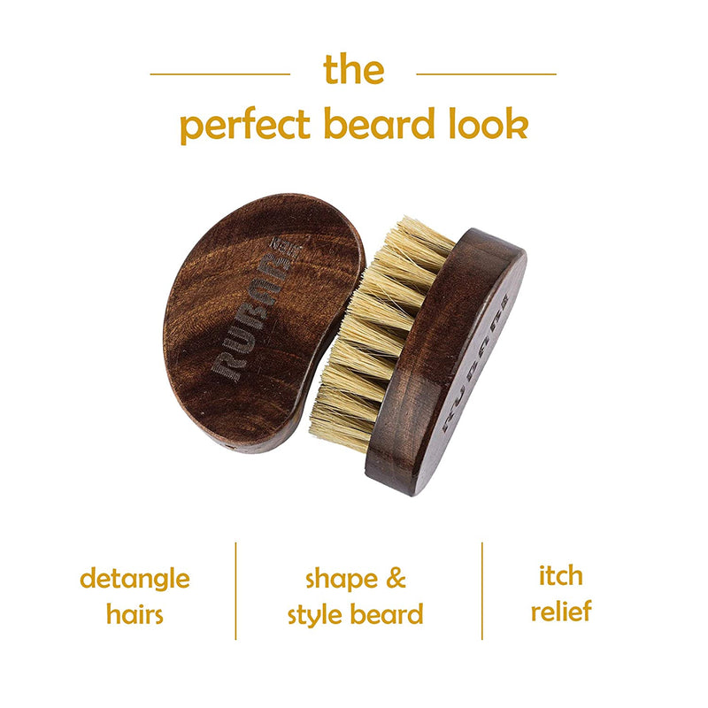 Travel friendly boar bristles beard brush for men to detangle hairs, shape and style your beard.