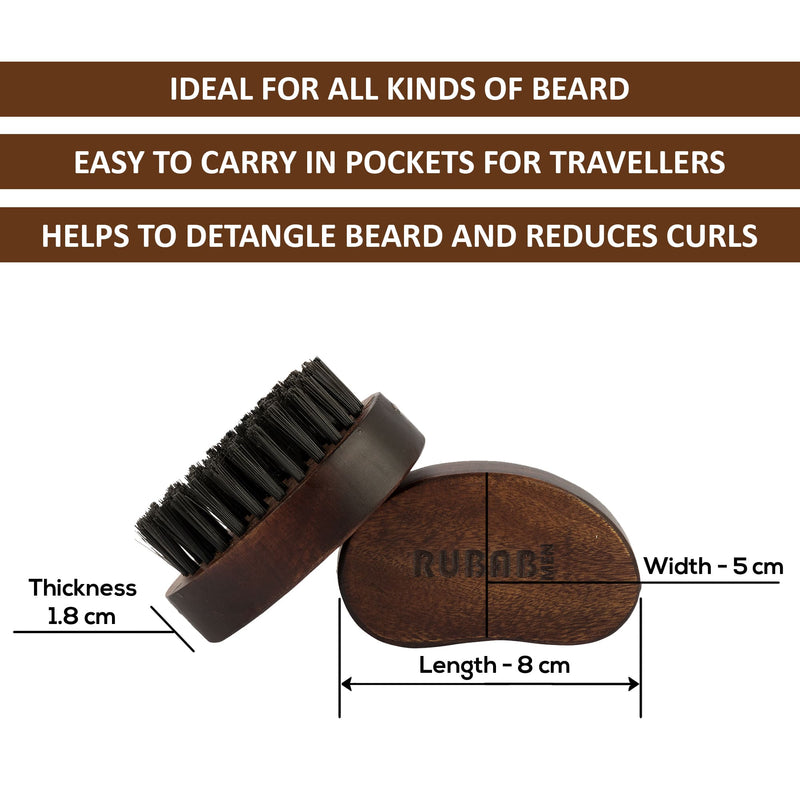Nylon Bristle Beard Brush & Wooden Beard Comb Kit of 2 for Daily Care| RUBAB MEN