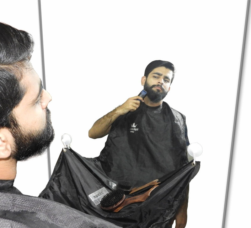 Beard Bib Hair Catcher Home Grooming Apron - Black